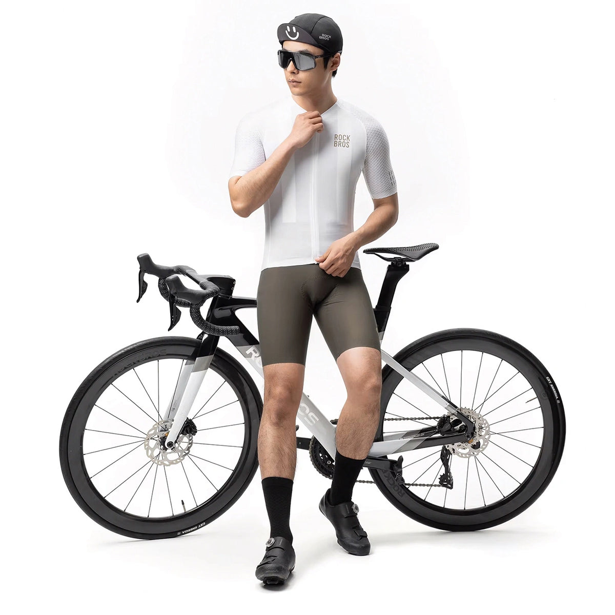Koszulka rowerowa Rockbros YDDX011 Diamond z krótkim rękawem - biała – zdjęcie 4