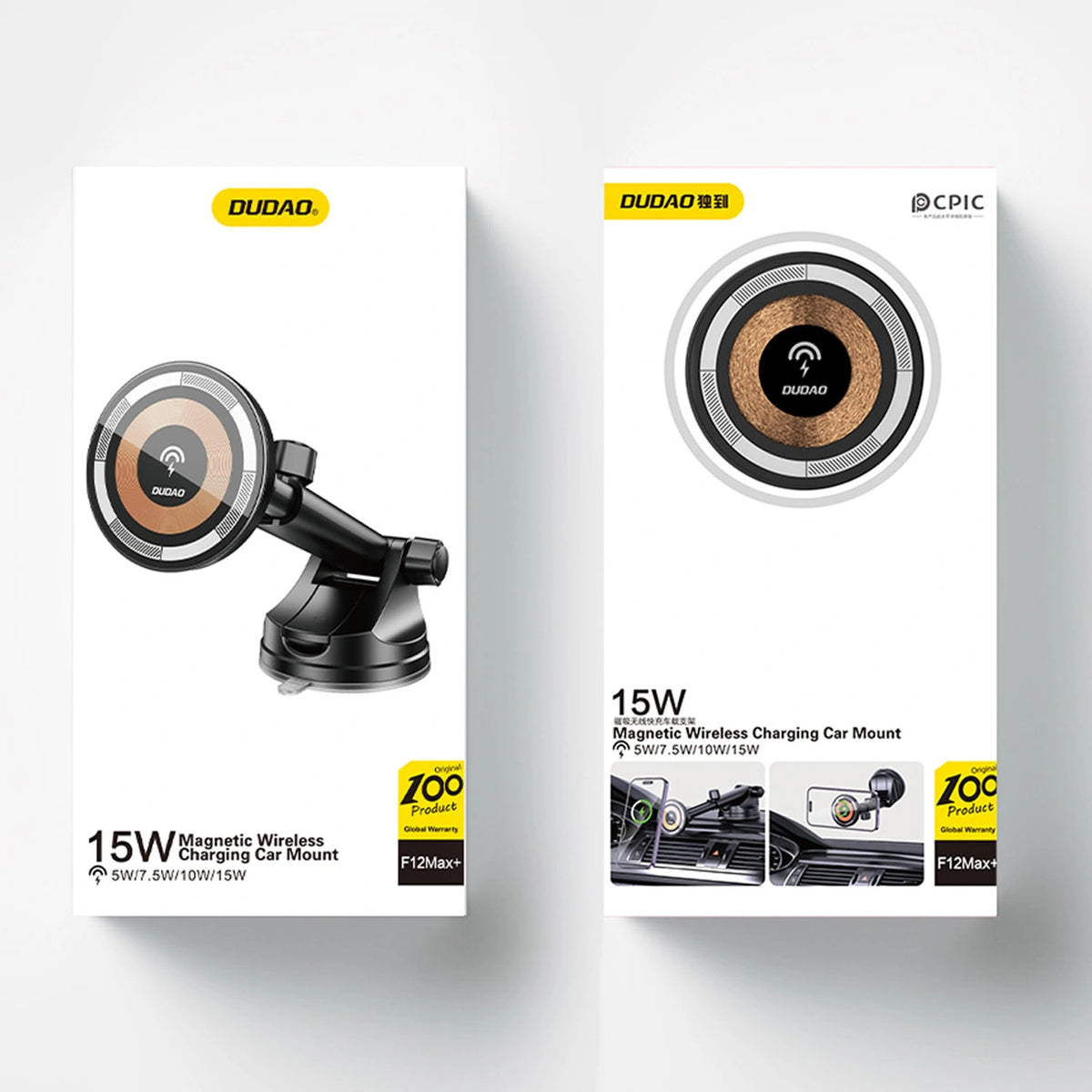 Uchwyt samochodowy Dudao F12MAX+ z ładowarką bezprzewodową 15W - czarny – zdjęcie 13