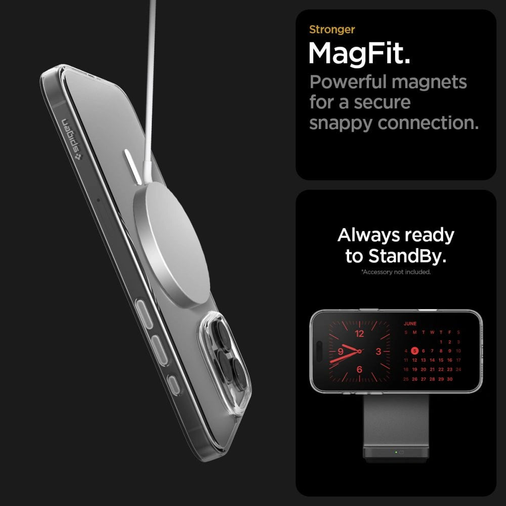Etui Spigen Thin Fit MagSafe na iPhone 16 Pro Max - przezroczysto-białe – zdjęcie 11