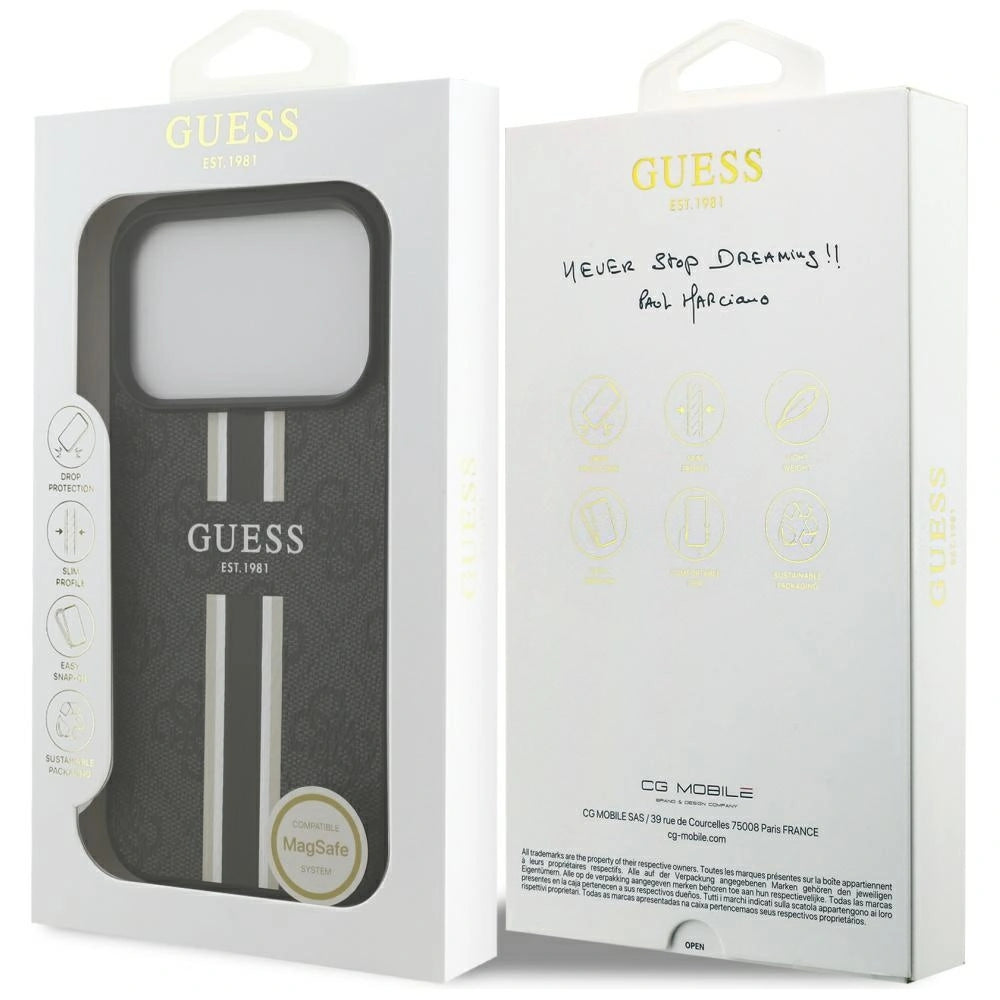 Etui Guess 4G Printed Stripes MagSafe na iPhone 17 Pro - czarne – zdjęcie 8