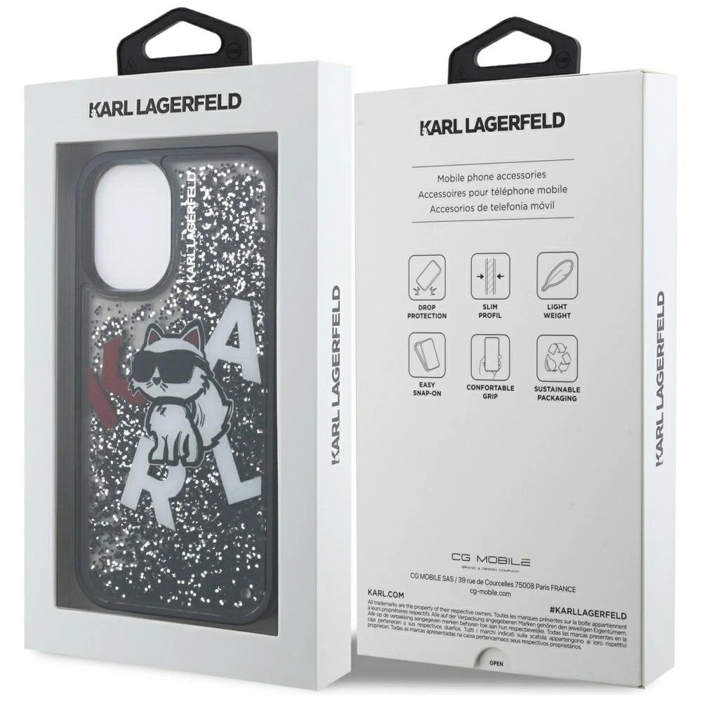 Etui Karl Lagerfeld Liquid Glitter Choupette Logo na iPhone 16 - czarne – zdjęcie 8