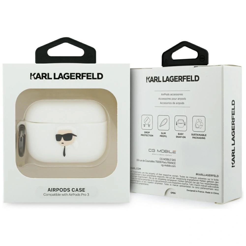Etui Karl Lagerfeld Silicone Karl Head 3D na AirPods Pro 3 - białe – zdjęcie 4