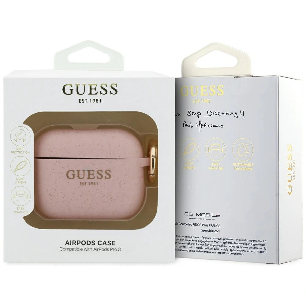 Etui Guess Silicone Glitter Ring na AirPods Pro 3 - różowe – zdjęcie 4