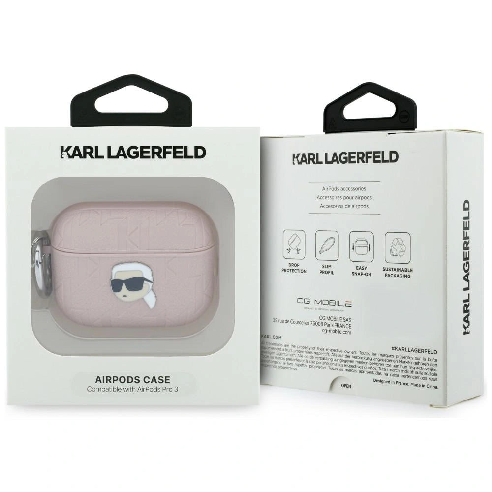 Etui Karl Lagerfeld Monogram Karl Head na AirPods Pro 3 - różowe – zdjęcie 4
