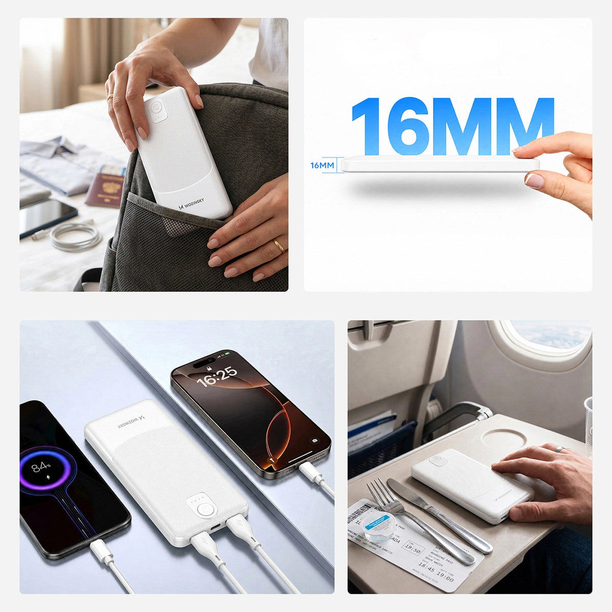 Powerbank Wozinsky Wpower WPBBK-3 10000 mAh 10 W 2x USB-A 2A - biały – zdjęcie 12