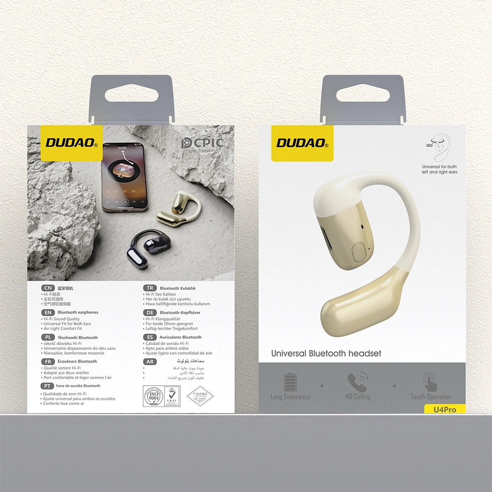 Słuchawka zauszna Dudao U4Pro Bluetooth do obu uszu - beżowo-złota – zdjęcie 7