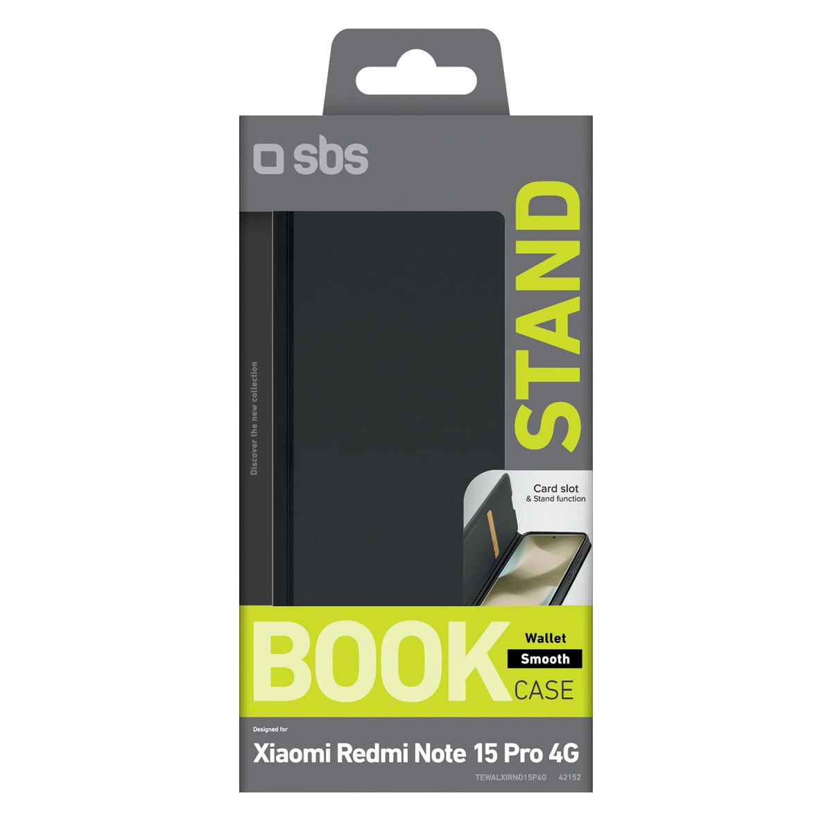 Etui SBS Wallet Smooth na Xiaomi Redmi Note 15 Pro 4G z klapką - czarne – zdjęcie 2