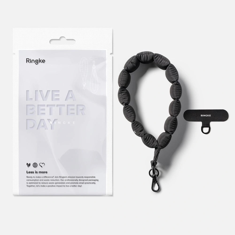Smycz do telefonu Ringke Holder & Puffer Hand Strap - czarna – zdjęcie 8