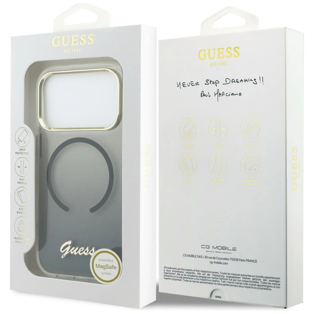 Etui Guess IML Gradient Script Metal MagSafe na iPhone 17 Pro Max - czarne – zdjęcie 8