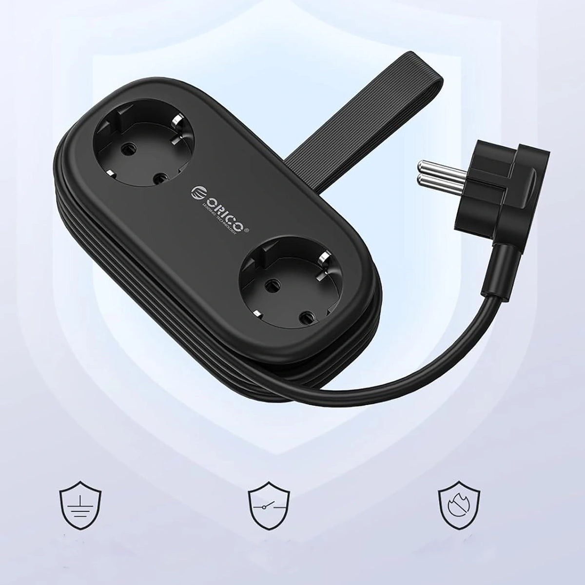 Listwa zasilająca Orico AP3 20W GaN 5w1 2x AC + 2x USB-A + 1x - czarna – zdjęcie 5