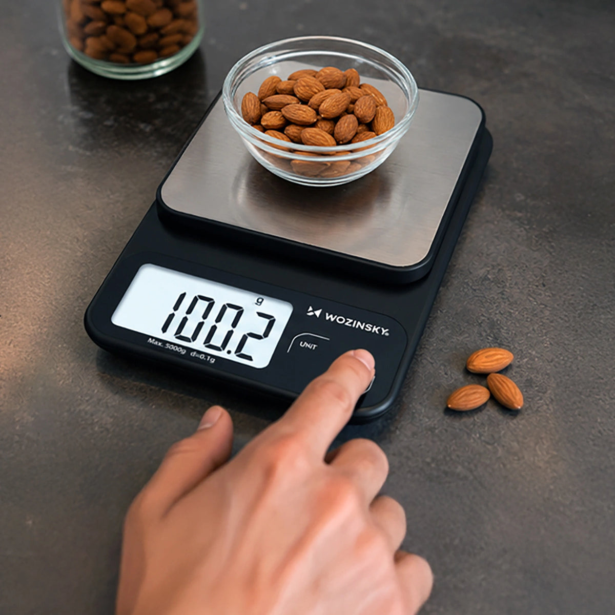 Waga kuchenna Wozinsky WAK-2252 dokładna z dużym do 5 kg - czarna – zdjęcie 5