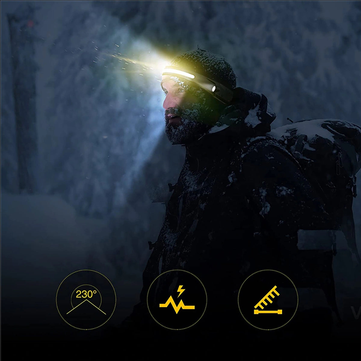 Latarka czołowa Wozinsky WLC-1200 350 lm diody CREE IPX4 z - czarna – zdjęcie 10