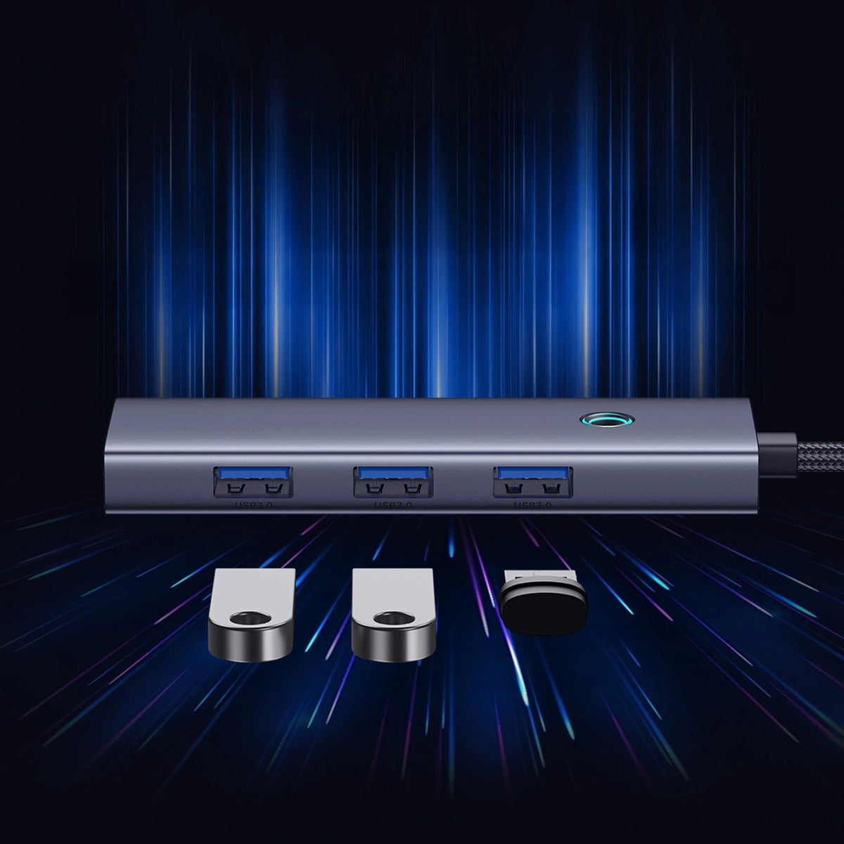 Hub USB Baseus UltraJoy Series 5w1 USB-C HDMI 4K 4x USB-A 3.0 - szary – zdjęcie 13