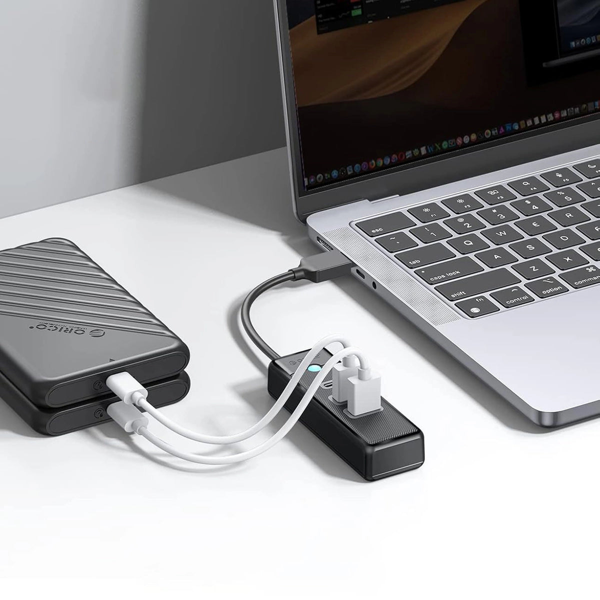 Hub USB Orico PWC2U-U3 3-portowy 2x USB-A 3.0 1x USB-C 3.0 0,15 m - czarny – zdjęcie 4