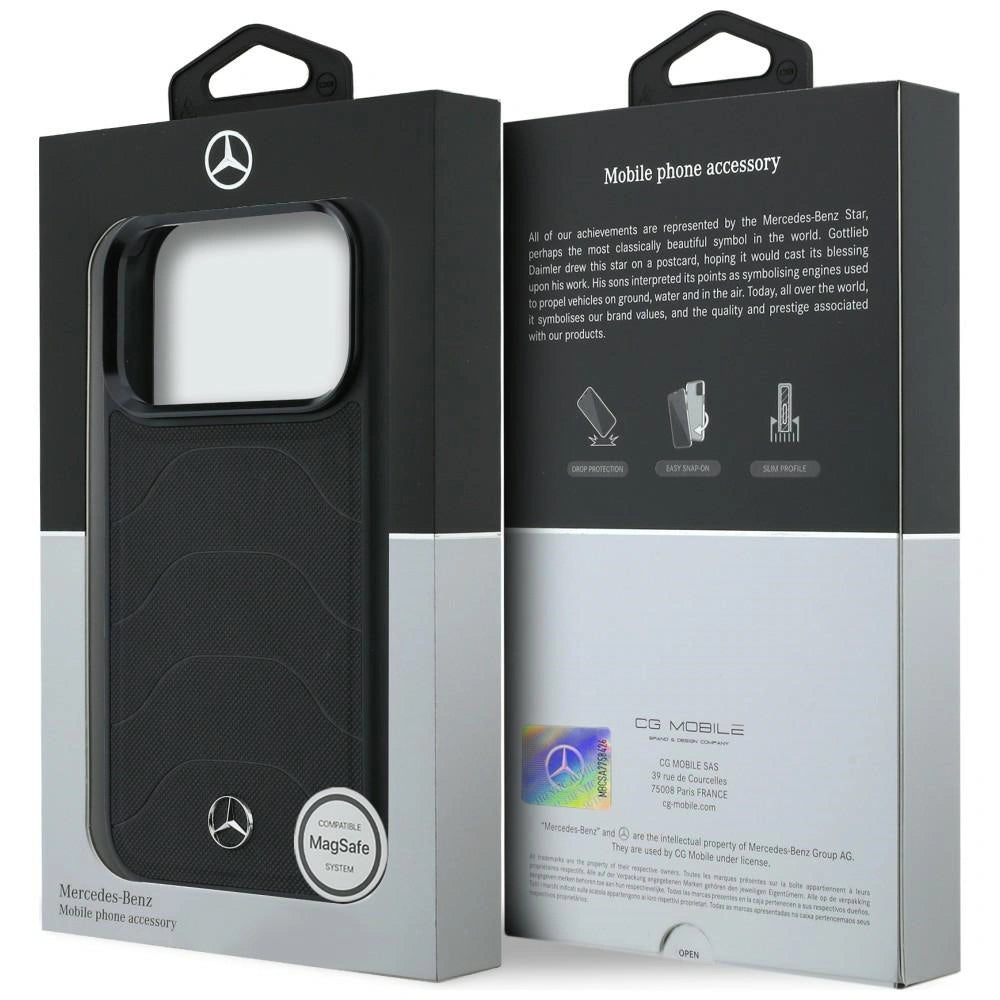 Etui Mercedes Leather Mesh with Bow Line na iPhone 17 Pro Max - czarne – zdjęcie 8