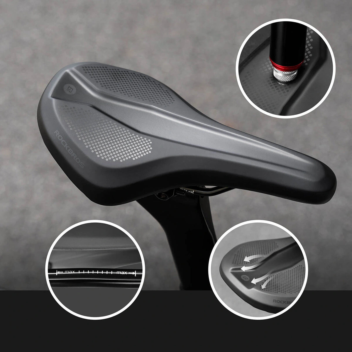 Siodełko rowerowe Rockbros B824 sportowe ergonomiczne - czarne – zdjęcie 7