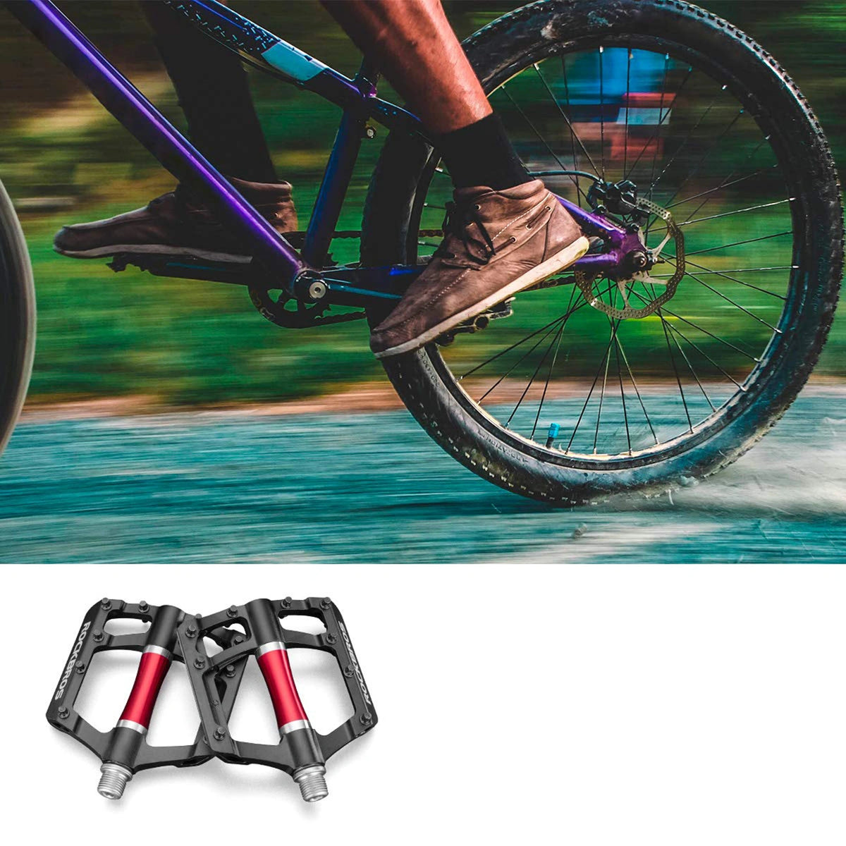 Pedały rowerowe Rockbros 2020-12CBK platformowe aluminiowe - czarne – zdjęcie 7