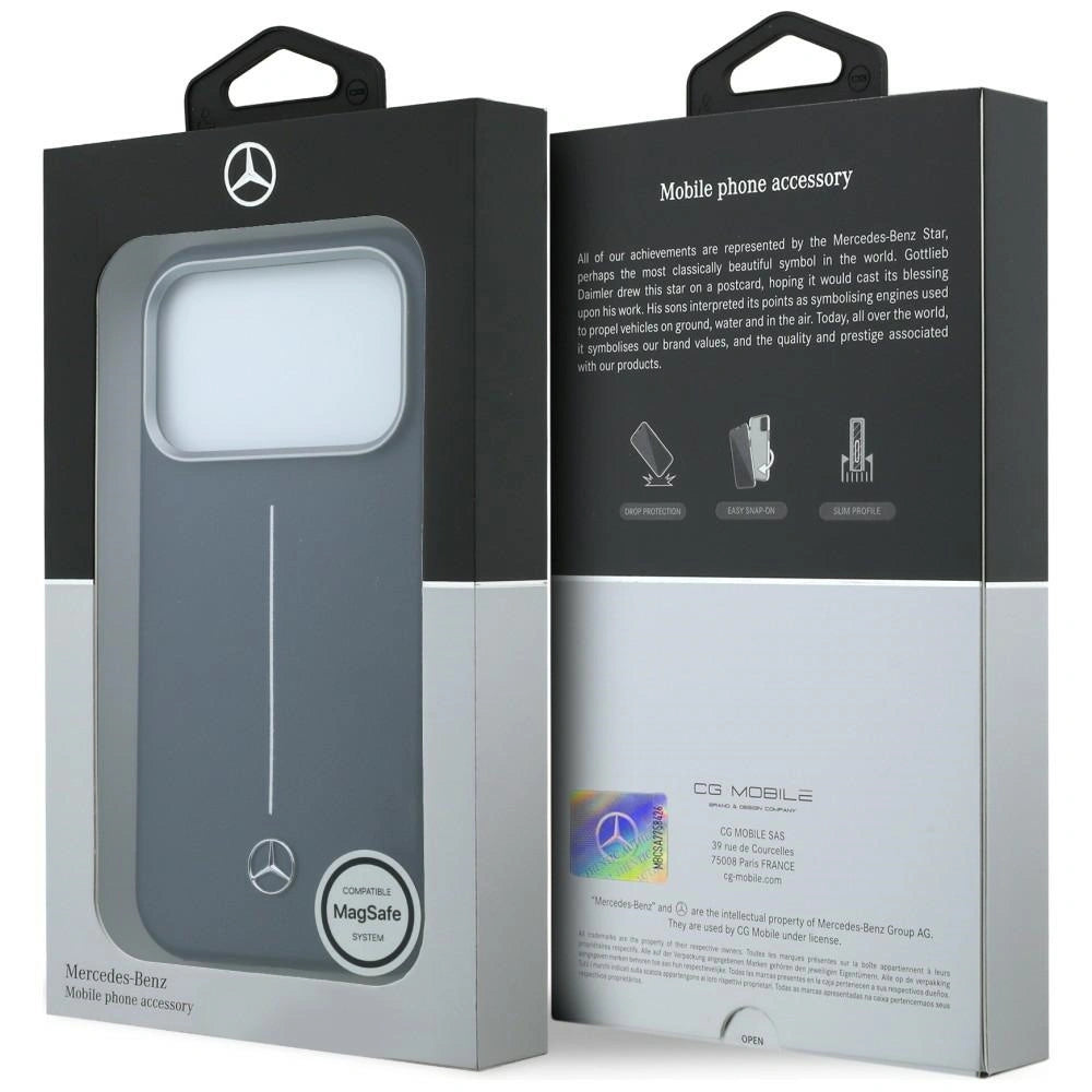 Etui Mercedes Leather Semi Wrap Iconic Line na iPhone 17 Pro - granatowe – zdjęcie 8