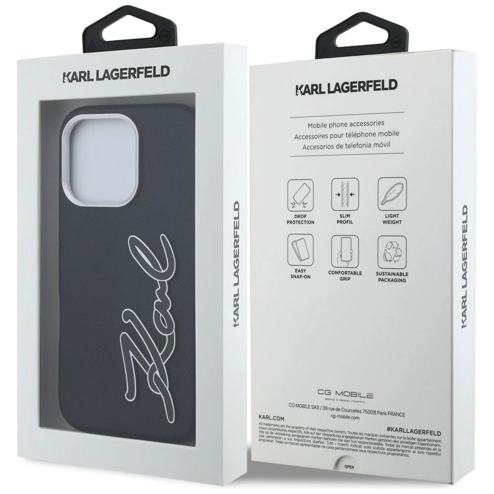 Etui Karl Lagerfeld FW Grained Signature Logo na iPhone 16 Pro Max - czarne – zdjęcie 8