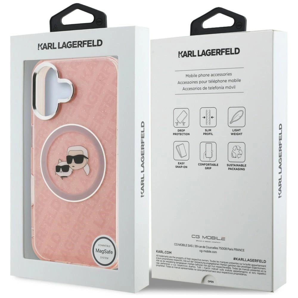 Etui Karl Lagerfeld IML Glitter Karl & Choupette na iPhone 16 - różowe – zdjęcie 8