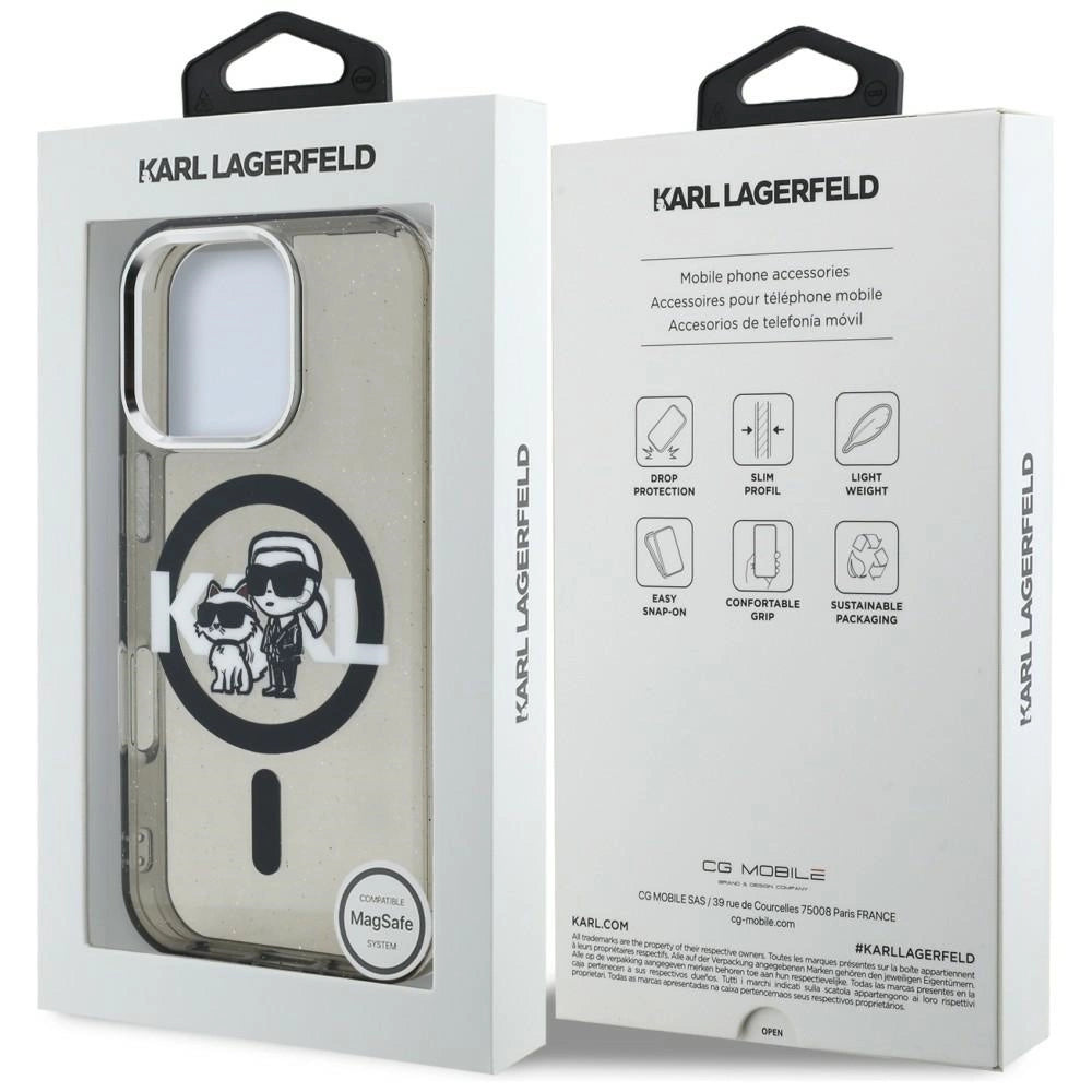 Etui Karl Lagerfeld IML Glitter Karl & Choupette na iPhone 16 Pro - czarne – zdjęcie 8