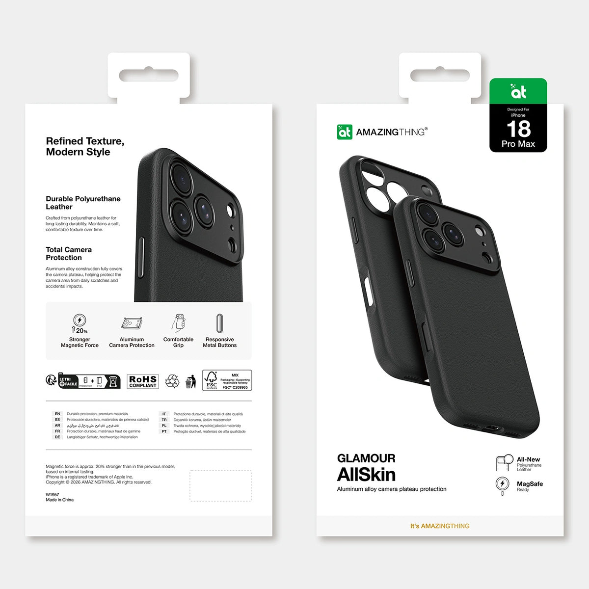 Etui AMAZINGTHING Glamour AllSkin na iPhone 18 Pro Max z osłoną - czarne – zdjęcie 12