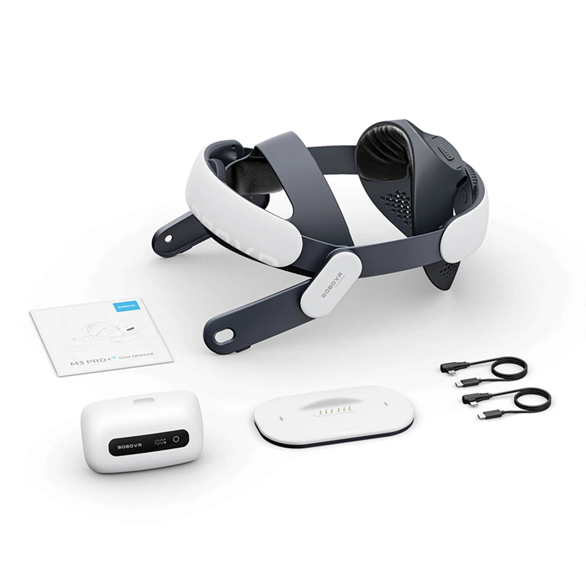 Pasek na głowę BoboVR M3 Pro+ z akumulatorem do Meta Quest 3 / 3S - biały – zdjęcie 7