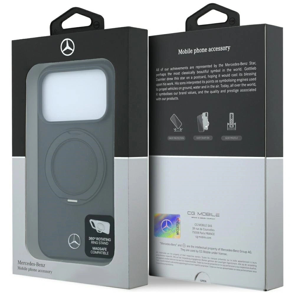 Etui Mercedes Leather with Ring Stand na iPhone 18 Pro / 17 Pro - czarne – zdjęcie 8
