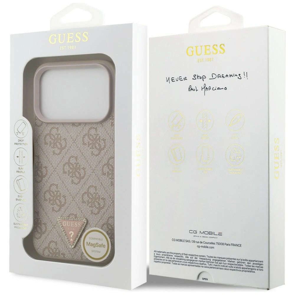 Etui Guess Leather 4G Triangle Strass MagSafe na iPhone 18 Pro / 17 Pro - różowe – zdjęcie 8