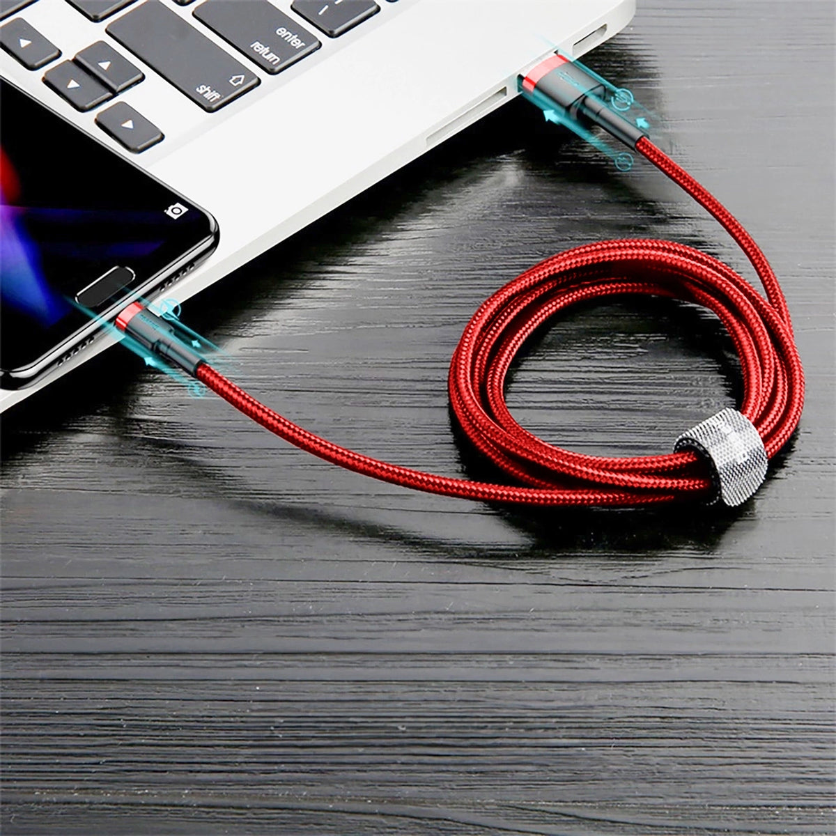 Kabel Baseus Cafule USB-A / USB-C QC 3.0 3A 1 m - czerwony – zdjęcie 12