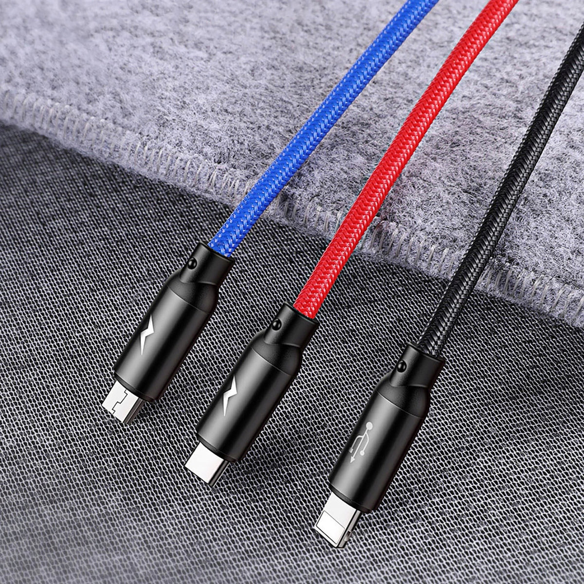 Kabel Baseus Three Primary Colors 3w1 USB-A - micro USB - czarny
