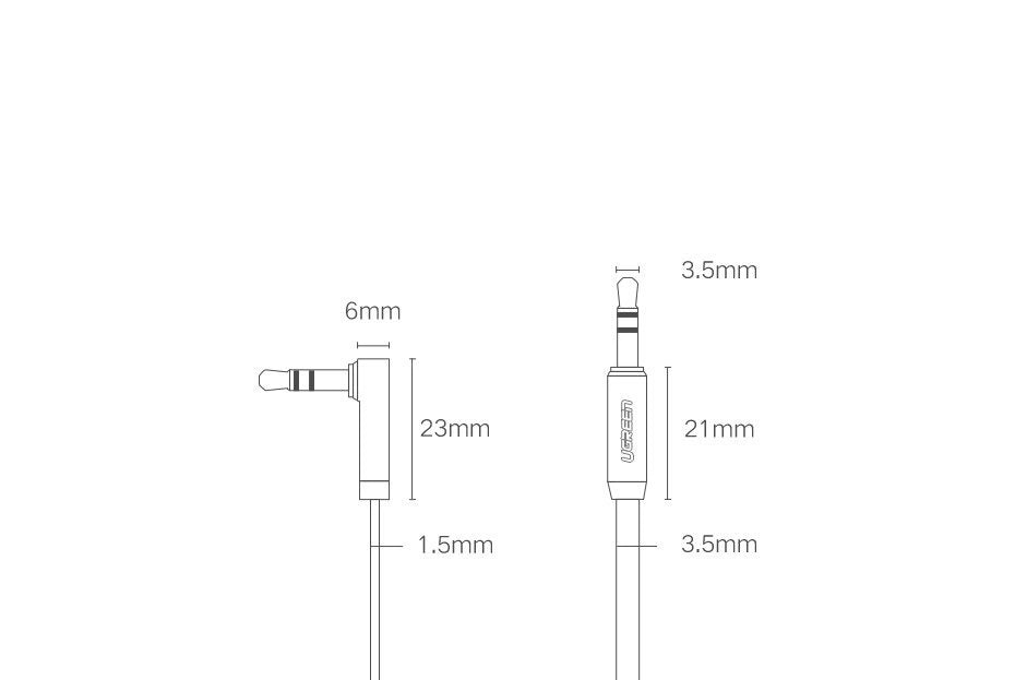 Ugreen płaski kabel przewód audio AUX 3,5 mm mini jack 2m srebrny (10599)