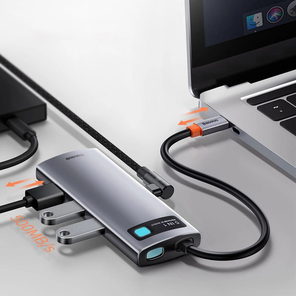 Baseus Metal Gleam 5w1 wielofunkcyjny HUB USB Typ C - USB Typ C Power