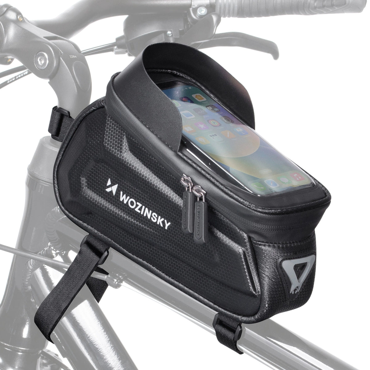 Wozinsky torba rowerowa na ramę z etui na telefon 1,7 l czarna (WBB28BK) – zdjęcie 9
