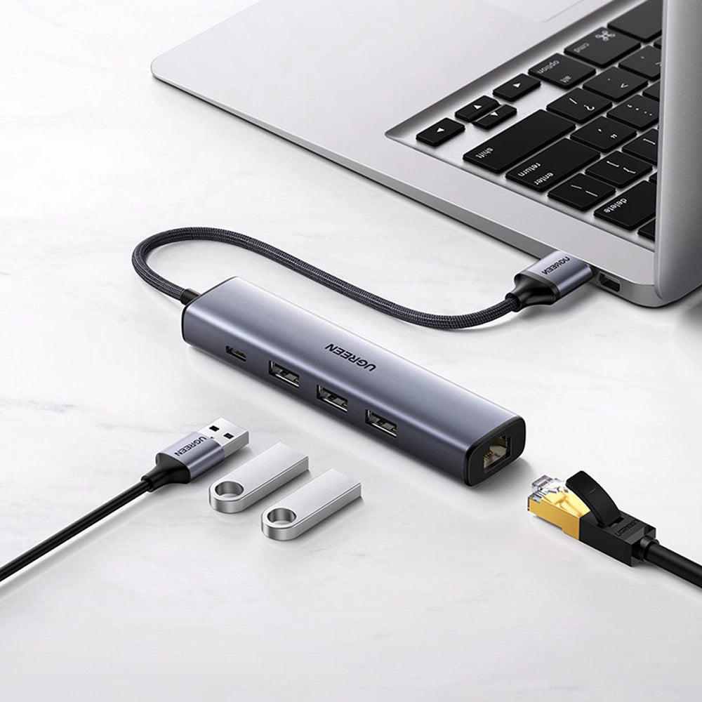 Ugreen wielofunkcyjny adapter HUB USB 3.0 - 3 x USB / Ethernet RJ-45 / USB