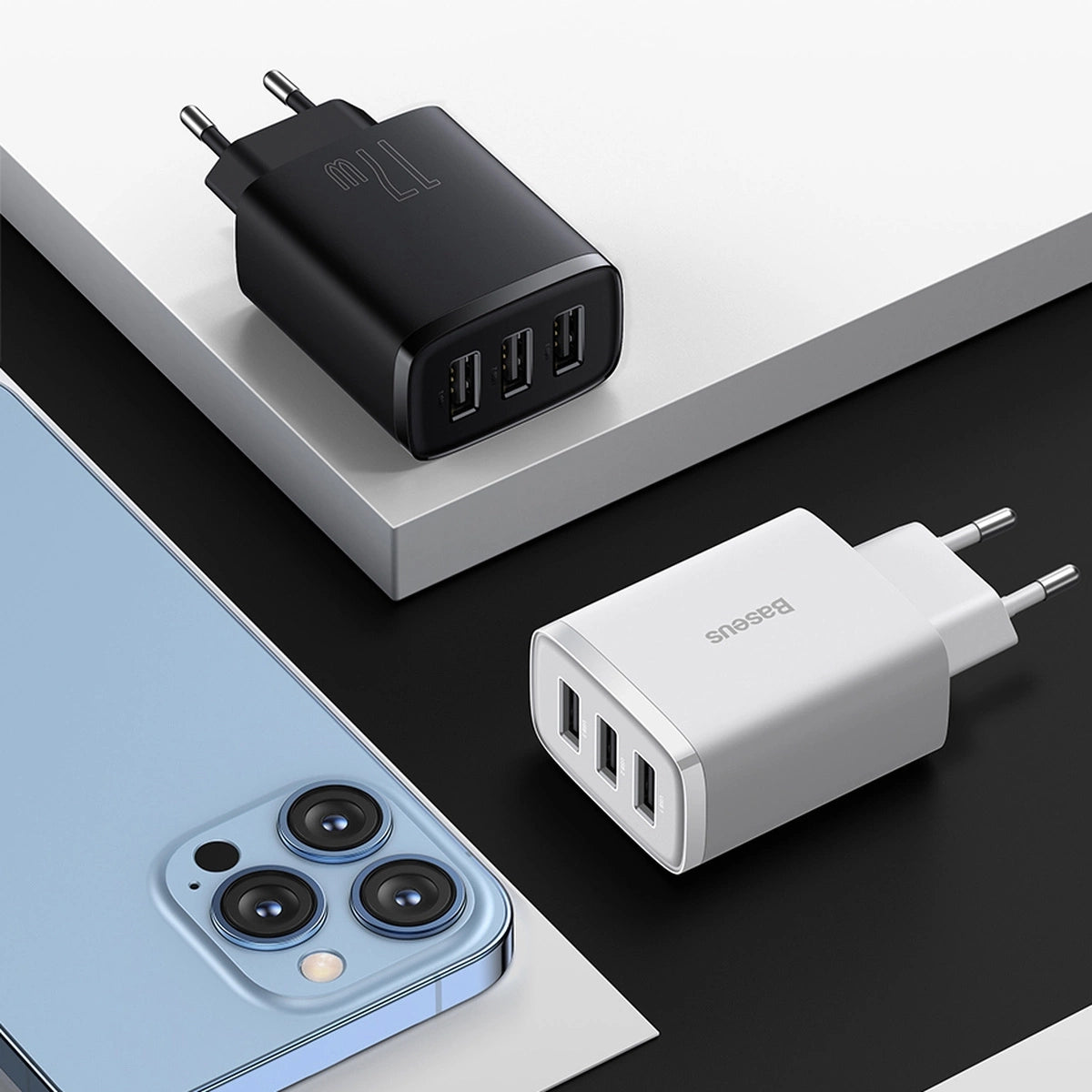 Baseus Compact ładowarka sieciowa 3x USB 17W czarny (CCXJ020101) – zdjęcie 16