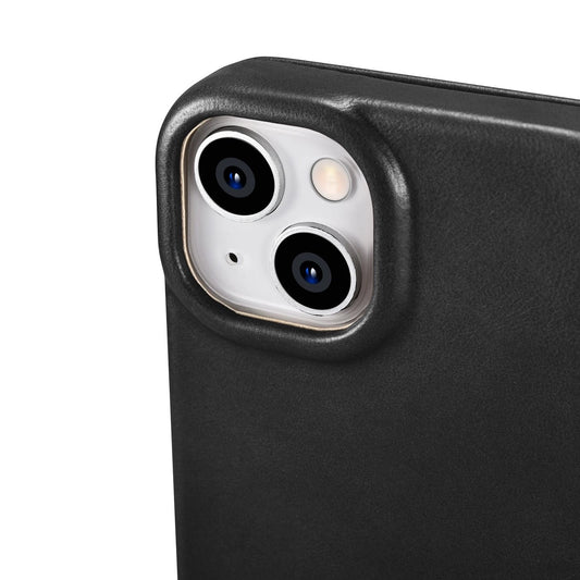 iCarer CE Oil Wax Leather Folio Case skórzane etui iPhone 14 Plus z klapką