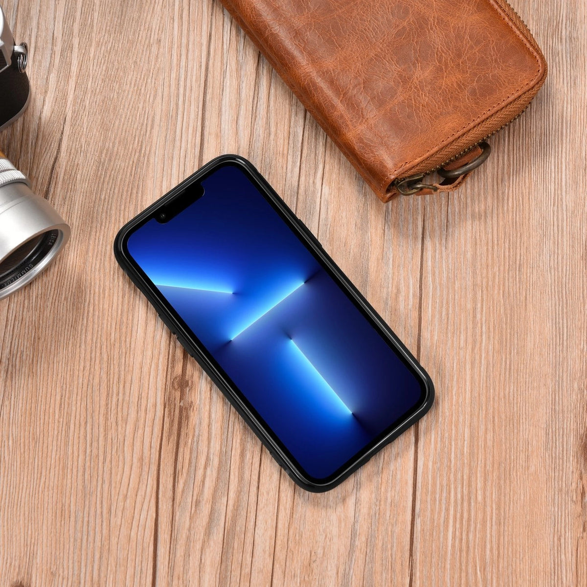 iCarer Leather Oil Wax etui do iPhone 14 Plus niebieski (WMI14220719-BU) – zdjęcie 11