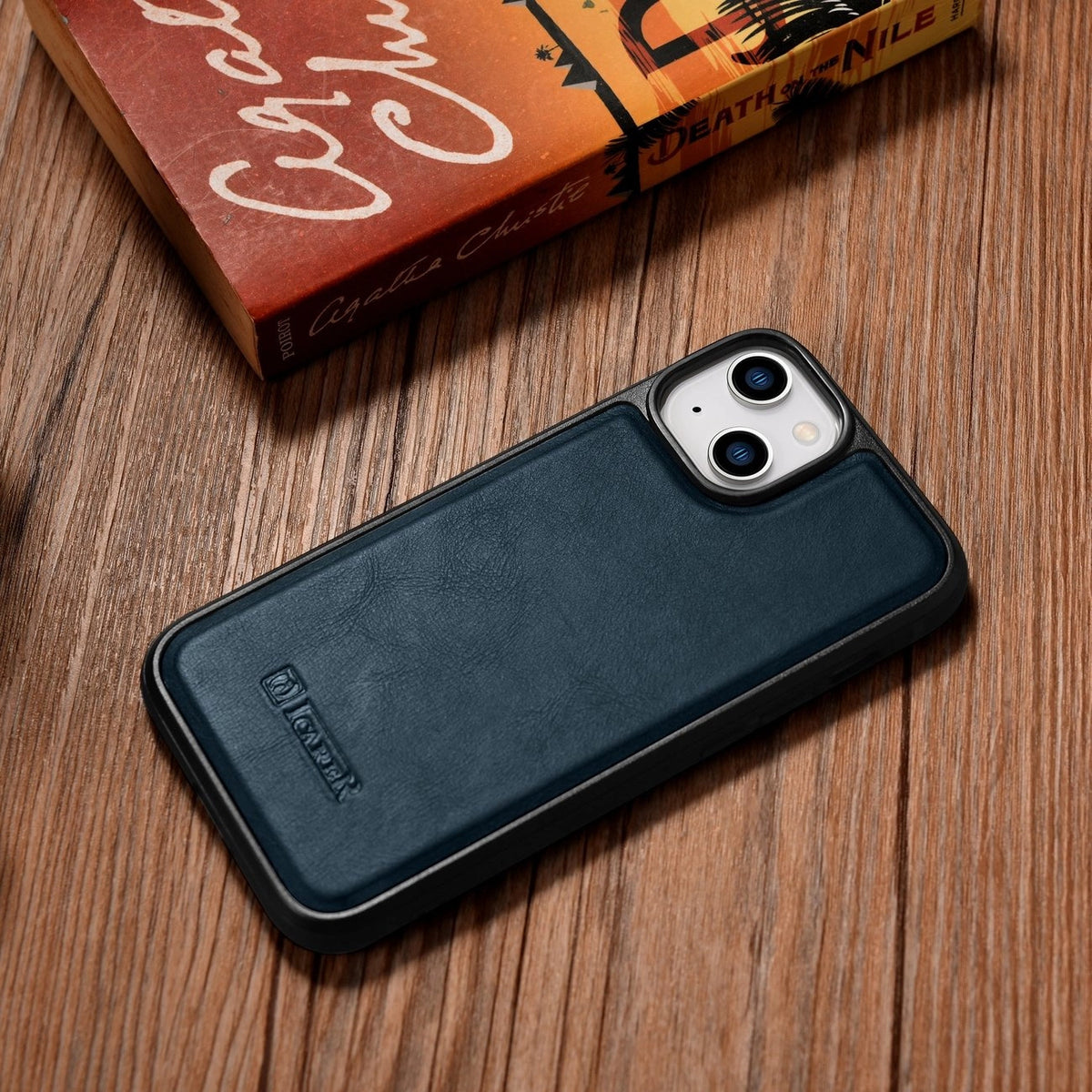 iCarer Leather Oil Wax etui do iPhone 14 Plus niebieski (WMI14220719-BU) – zdjęcie 12