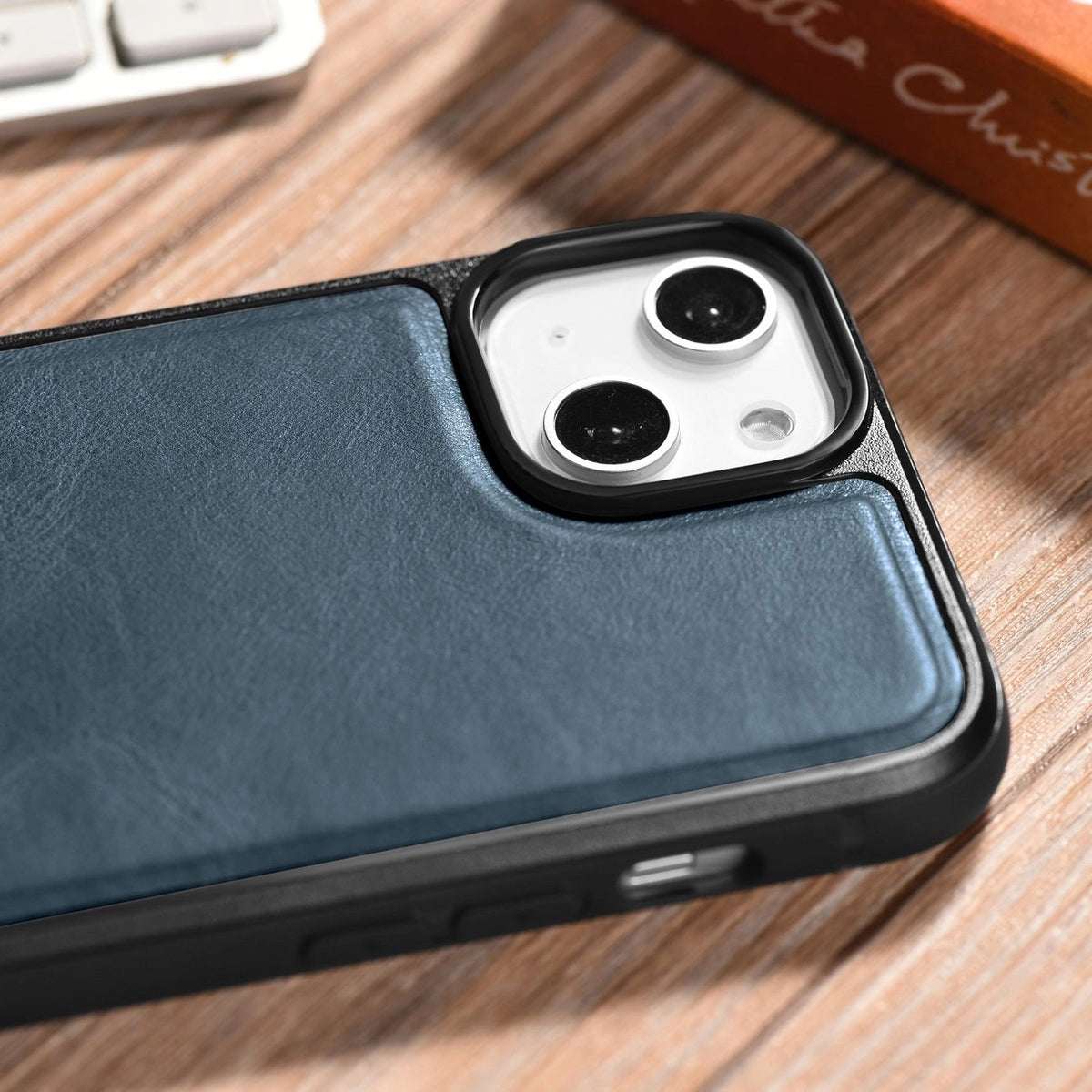 iCarer Leather Oil Wax etui do iPhone 14 Plus niebieski (WMI14220719-BU) – zdjęcie 15