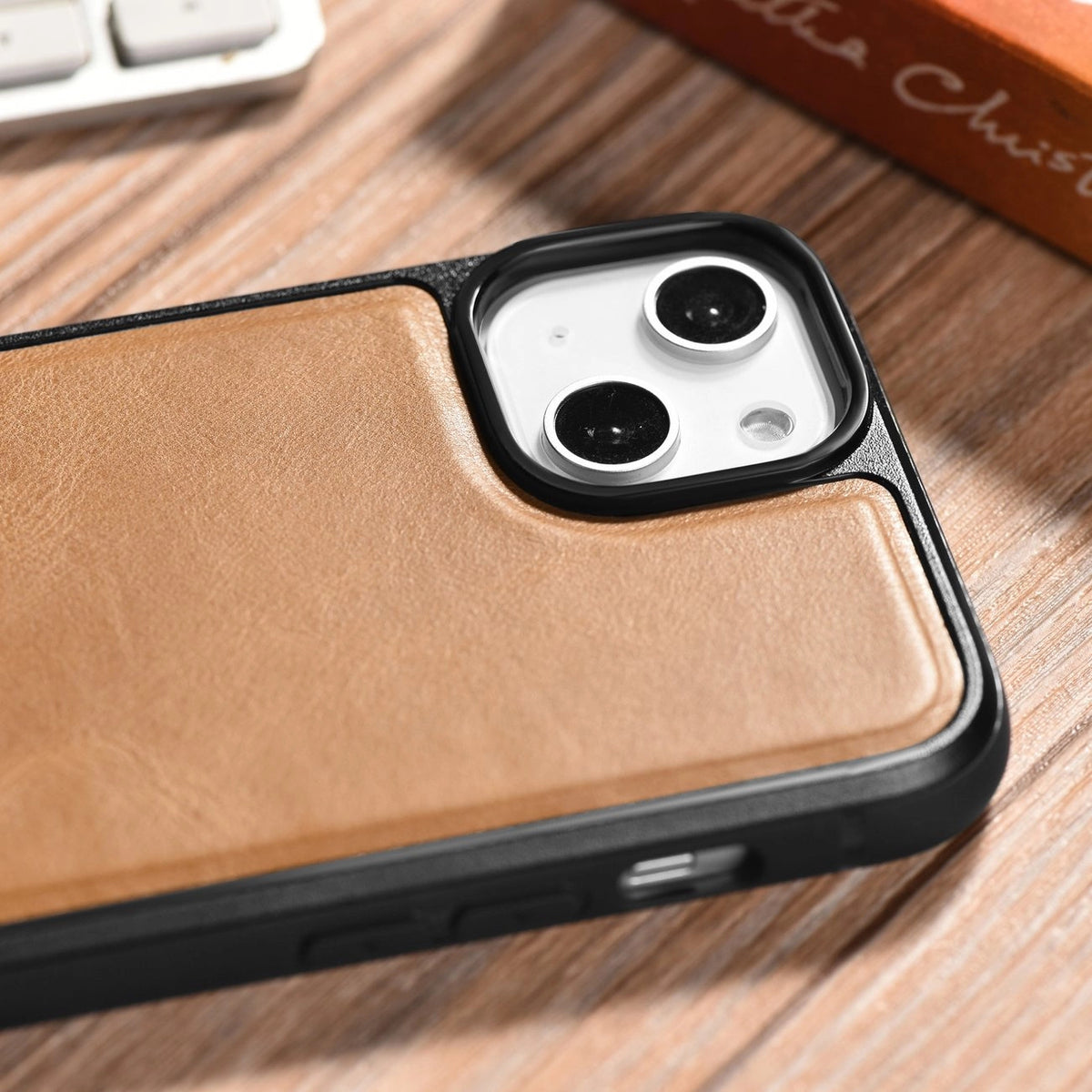 iCarer Leather Oil Wax etui do iPhone 14 Plus brązowy (WMI14220719-TN)