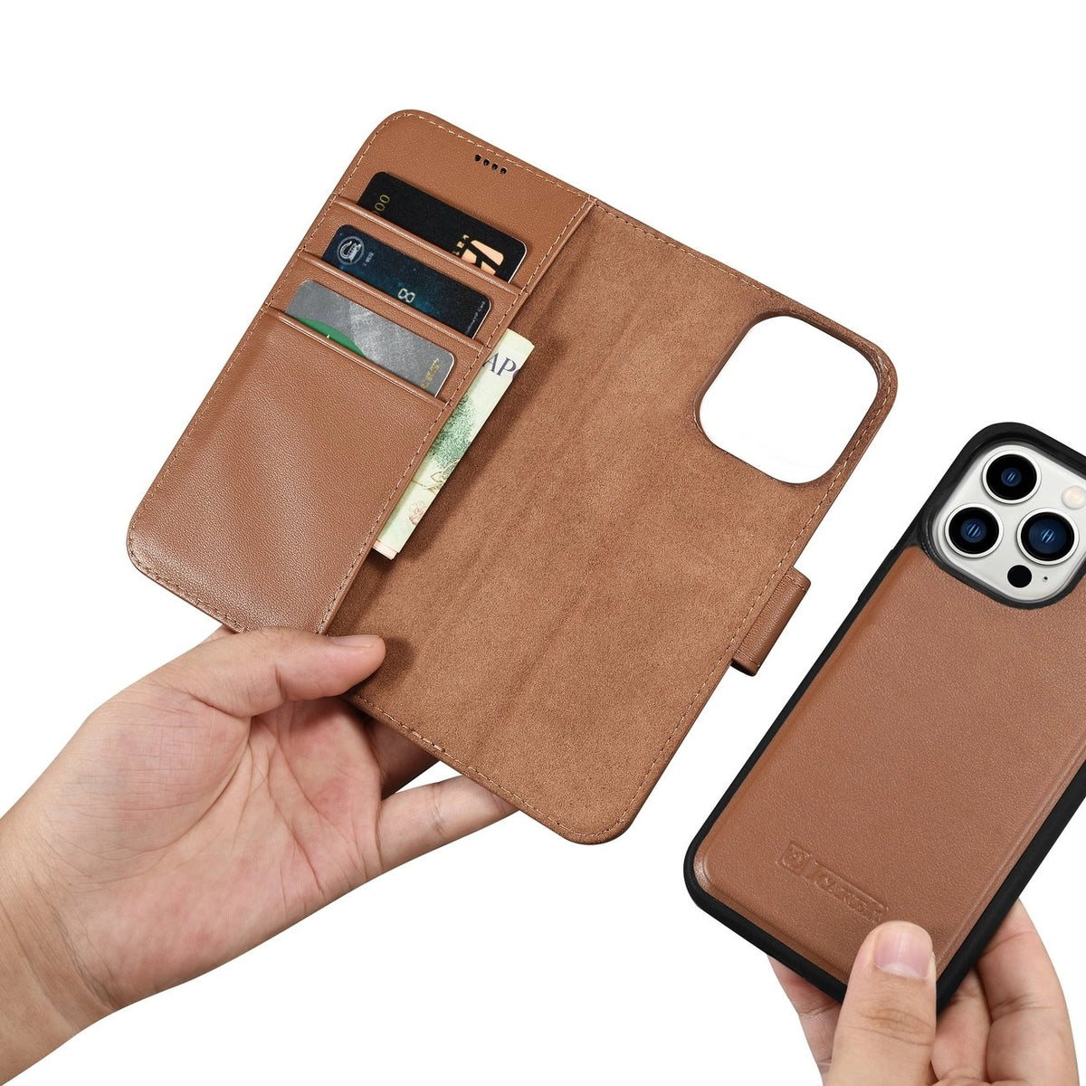 iCarer Wallet Case 2in1 etui iPhone 14 Pro skórzany pokrowiec z klapką – zdjęcie 15