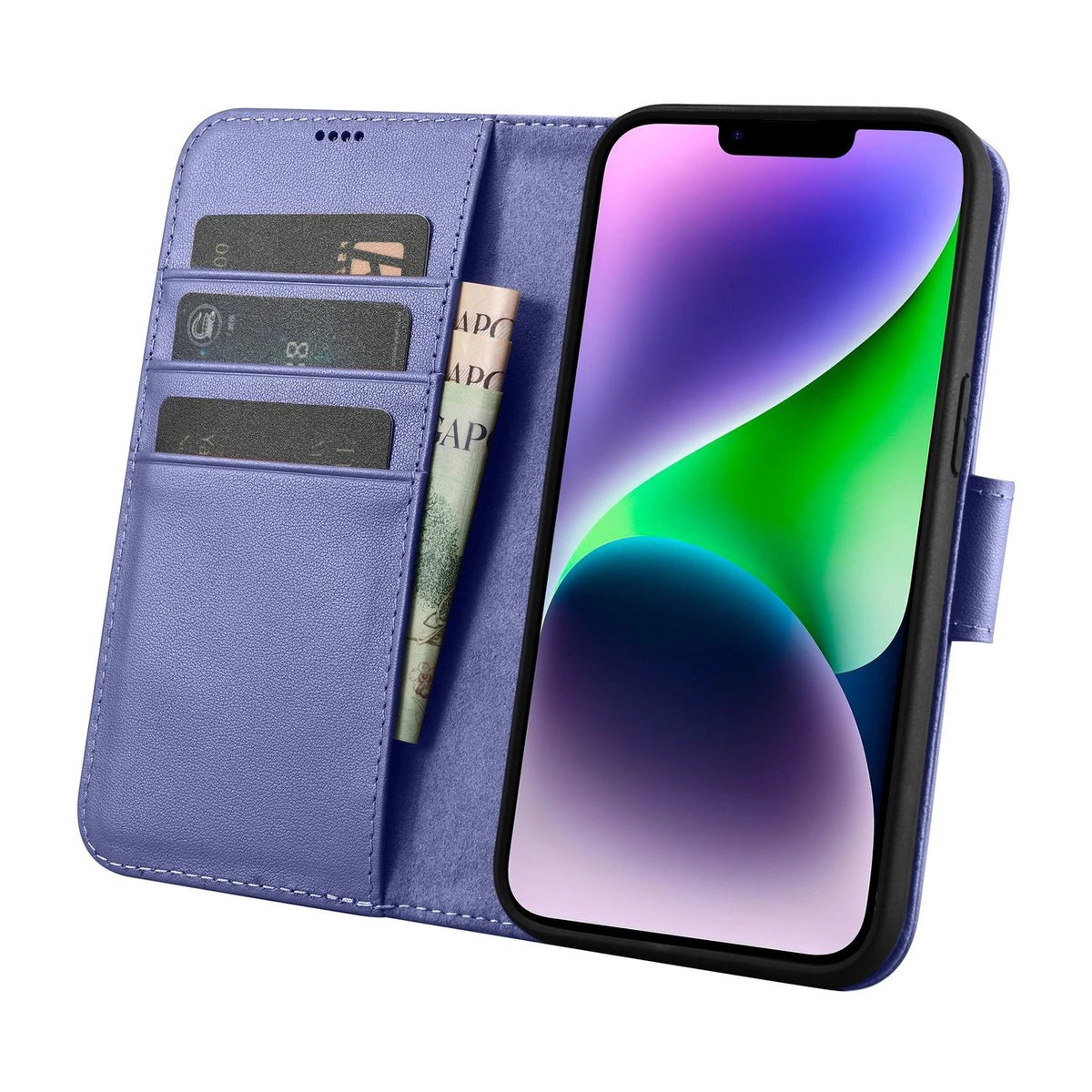 iCarer Wallet Case 2in1 etui iPhone 14 Plus skórzany pokrowiec z klapką – zdjęcie 3