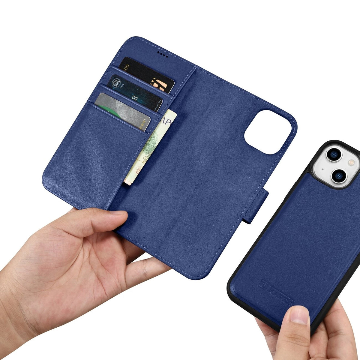 iCarer Wallet Case 2in1 etui iPhone 14 Plus skórzany pokrowiec z klapką – zdjęcie 14