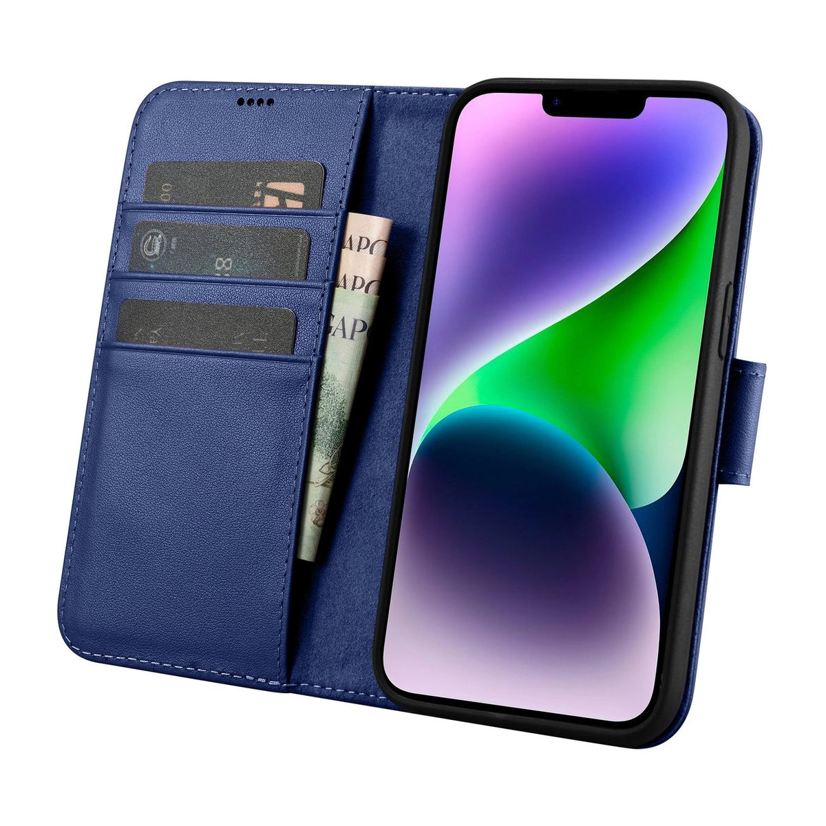 iCarer Wallet Case 2in1 etui iPhone 14 Plus skórzany pokrowiec z klapką – zdjęcie 3