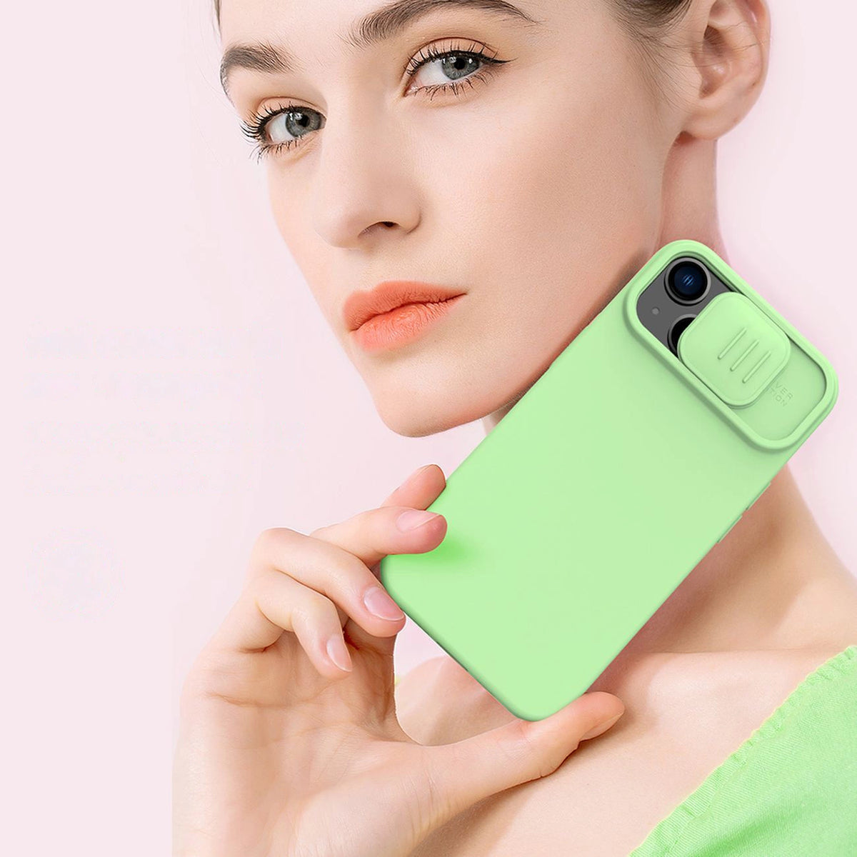 Nillkin CamShield Silky Silicone Case etui iPhone 14 na aparat niebieski – zdjęcie 3