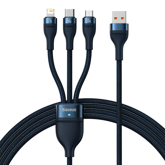 Baseus Flash do USB-C / Micro-USB / Lightning 66W 480Mb/s 1.2m niebieski