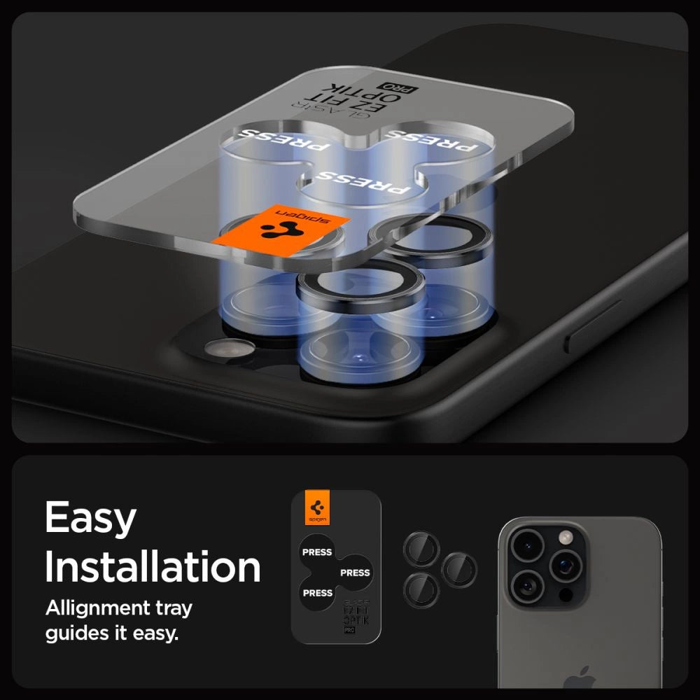 Osłona aparatu Spigen Glas.tR EZ Fit na iPhone 14 Pro - czarna 2 szt. – zdjęcie 12