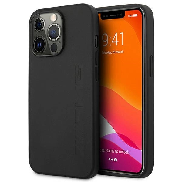 Etui AMG Leather Hot Stamped na iPhone 14 Pro Max - czarne