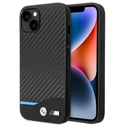 Etui BMW Leather Carbon na iPhone 14 Plus - czarne